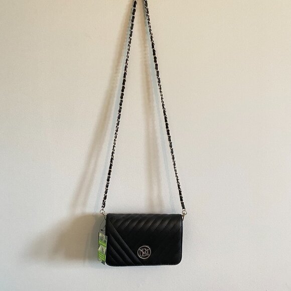 Badgley Mischka Black Vegan Leather Shoulder Bag Purse - Picture 2 of 12